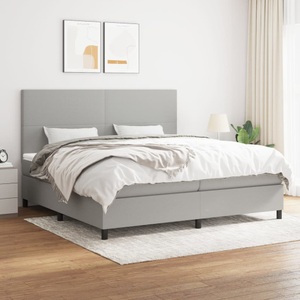 vidaXL, vidaXL Boxspringbett mit Matratze Hellgrau 200x200 cm Stoff, vidaXL Boxspringbett mit Matratze Hellgrau 200x200 cm Stoff