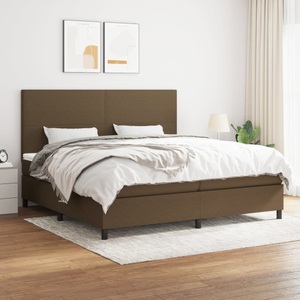 vidaXL, vidaXL Boxspringbett mit Matratze Dunkelbraun 200x200 cm Stoff