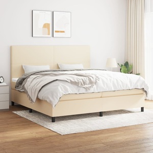 vidaXL, vidaXL Boxspringbett mit Matratze Creme 200x200 cm Stoff