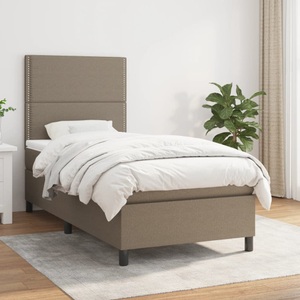 vidaXL, vidaXL Boxspringbett mit Matratze Taupe 80x200 cm Stoff
