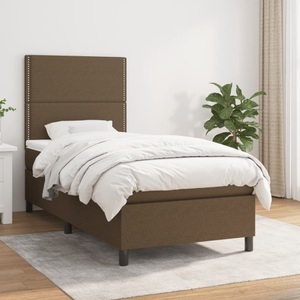 vidaXL, vidaXL Boxspringbett mit Matratze Dunkelbraun 90x190 cm Stoff, vidaXL Boxspringbett mit Matratze Dunkelbraun 90x190 cm Stoff