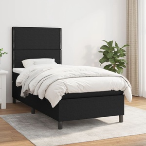 vidaXL, vidaXL Boxspringbett mit Matratze Schwarz 90x200 cm Stoff