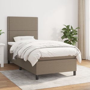 vidaXL, vidaXL Boxspringbett mit Matratze Taupe 90x200 cm Stoff