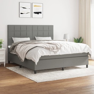 vidaXL, vidaXL Boxspringbett mit Matratze Dunkelgrau 160x200 cm Stoff