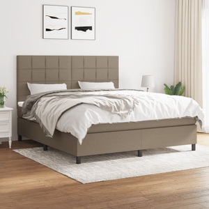 vidaXL, vidaXL Boxspringbett mit Matratze Taupe 180x200 cm Stoff