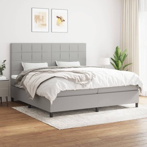vidaXL, vidaXL Boxspringbett mit Matratze Hellgrau 200x200 cm Stoff