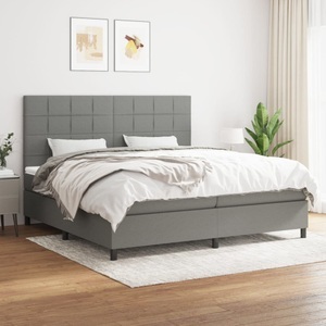 vidaXL, vidaXL Boxspringbett mit Matratze Dunkelgrau 200x200 cm Stoff, vidaXL Boxspringbett mit Matratze Dunkelgrau 200x200 cm Stoff