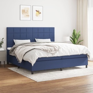 vidaXL, vidaXL Boxspringbett mit Matratze Blau 200x200 cm Stoff, vidaXL Boxspringbett mit Matratze Blau 200x200 cm Stoff