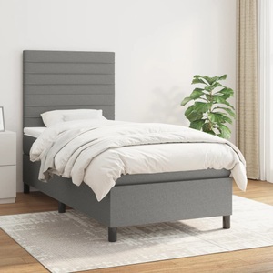 vidaXL, vidaXL Boxspringbett mit Matratze Dunkelgrau 80x200 cm Stoff