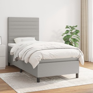 vidaXL, vidaXL Boxspringbett mit Matratze Hellgrau 90x200 cm Stoff