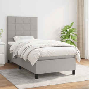 vidaXL, vidaXL Boxspringbett mit Matratze Hellgrau 90x190 cm Stoff