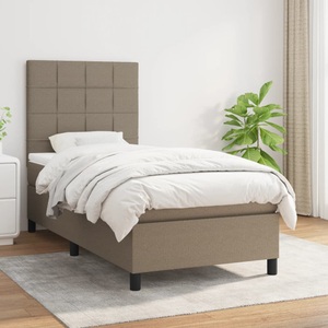 vidaXL, vidaXL Boxspringbett mit Matratze Taupe 90x200 cm Stoff