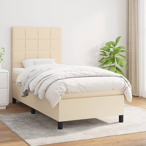 vidaXL, vidaXL Boxspringbett mit Matratze Creme 100x200 cm Stoff