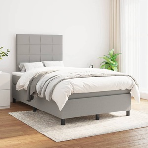 vidaXL, vidaXL Boxspringbett mit Matratze Hellgrau 120x200 cm Stoff