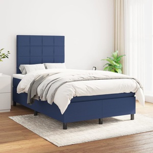 vidaXL, vidaXL Boxspringbett mit Matratze Blau 120x200 cm Stoff