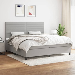 vidaXL, vidaXL Boxspringbett mit Matratze Hellgrau 200x200 cm Stoff