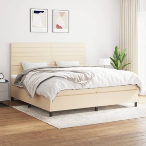 vidaXL, vidaXL Boxspringbett mit Matratze Creme 200x200 cm Stoff