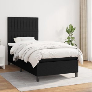vidaXL, vidaXL Boxspringbett mit Matratze Schwarz 80x200 cm Stoff, vidaXL Boxspringbett mit Matratze Schwarz 80x200 cm Stoff