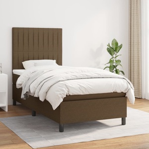 vidaXL, vidaXL Boxspringbett mit Matratze Dunkelbraun 90x190 cm Stoff