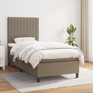 vidaXL, vidaXL Boxspringbett mit Matratze Taupe 90x200 cm Stoff