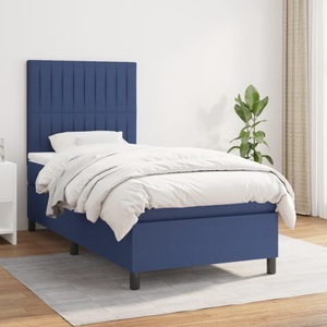 vidaXL, vidaXL Boxspringbett mit Matratze Blau 100x200 cm Stoff, vidaXL Boxspringbett mit Matratze Blau 100x200 cm Stoff