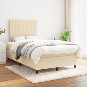 vidaXL, vidaXL Boxspringbett mit Matratze Creme 120x200 cm Stoff