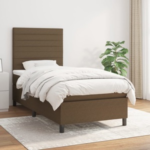 vidaXL, vidaXL Boxspringbett mit Matratze Dunkelbraun 100x200 cm Stoff, vidaXL Boxspringbett mit Matratze Dunkelbraun 100x200 cm Stoff
