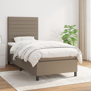 vidaXL, vidaXL Boxspringbett mit Matratze Taupe 100x200 cm Stoff