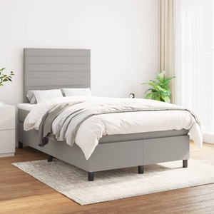 vidaXL, vidaXL Boxspringbett mit Matratze Hellgrau 120x200 cm Stoff, vidaXL Boxspringbett mit Matratze Hellgrau 120x200 cm Stoff