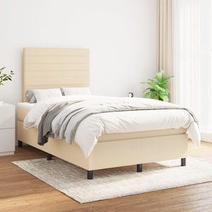 vidaXL, vidaXL Boxspringbett mit Matratze Creme 120x200 cm Stoff