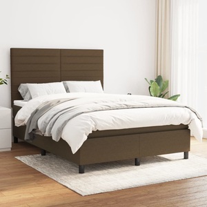 vidaXL, vidaXL Boxspringbett mit Matratze Dunkelbraun 140x200 cm Stoff, vidaXL Boxspringbett mit Matratze Dunkelbraun 140x200 cm Stoff