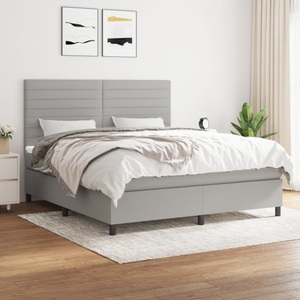 vidaXL, vidaXL Boxspringbett mit Matratze Hellgrau 160x200 cm Stoff