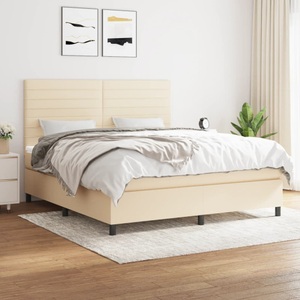 vidaXL, vidaXL Boxspringbett mit Matratze Creme 160x200 cm Stoff