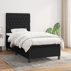 vidaXL, vidaXL Boxspringbett mit Matratze Schwarz 90x200 cm Stoff