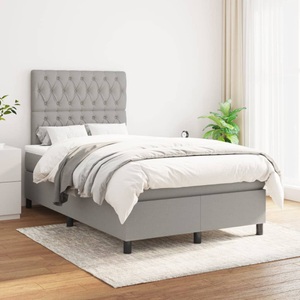 vidaXL, vidaXL Boxspringbett mit Matratze Hellgrau 120x200 cm Stoff, vidaXL Boxspringbett mit Matratze Hellgrau 120x200 cm Stoff