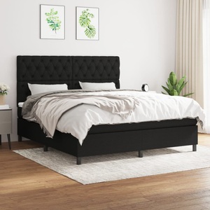 vidaXL, vidaXL Boxspringbett mit Matratze Schwarz 160x200 cm Stoff, vidaXL Boxspringbett mit Matratze Schwarz 160x200 cm Stoff