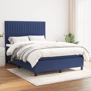 vidaXL, vidaXL Boxspringbett mit Matratze Blau 140x200 cm Stoff