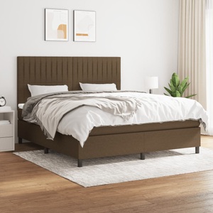 vidaXL, vidaXL Boxspringbett mit Matratze Dunkelbraun 160x200 cm Stoff