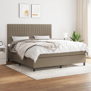 vidaXL, vidaXL Boxspringbett mit Matratze Taupe 160x200 cm Stoff