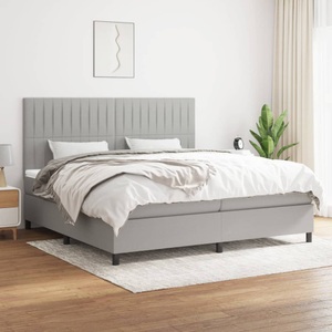 vidaXL, vidaXL Boxspringbett mit Matratze Hellgrau 200x200 cm Stoff, vidaXL Boxspringbett mit Matratze Hellgrau 200x200 cm Stoff