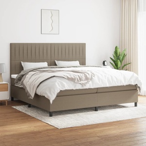 vidaXL, vidaXL Boxspringbett mit Matratze Taupe 200x200 cm Stoff