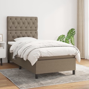 vidaXL, vidaXL Boxspringbett mit Matratze Taupe 80x200 cm Stoff