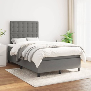 vidaXL, vidaXL Boxspringbett mit Matratze Dunkelgrau 120x200 cm Stoff, vidaXL Boxspringbett mit Matratze Dunkelgrau 120x200 cm Stoff
