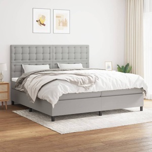 vidaXL, vidaXL Boxspringbett mit Matratze Hellgrau 200x200 cm Stoff