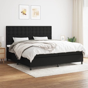 vidaXL, vidaXL Boxspringbett mit Matratze Schwarz 200x200 cm Stoff, vidaXL Boxspringbett mit Matratze Schwarz 200x200 cm Stoff