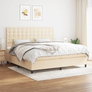 vidaXL, vidaXL Boxspringbett mit Matratze Creme 200x200 cm Stoff