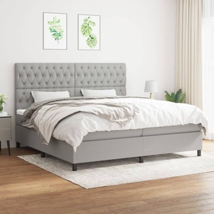 vidaXL, vidaXL Boxspringbett mit Matratze Hellgrau 200x200 cm Stoff