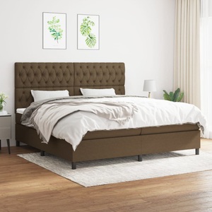 vidaXL, vidaXL Boxspringbett mit Matratze Dunkelbraun 200x200 cm Stoff, vidaXL Boxspringbett mit Matratze Dunkelbraun 200x200 cm Stoff