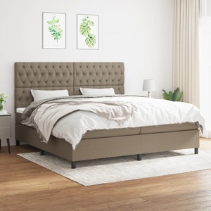 vidaXL, vidaXL Boxspringbett mit Matratze Taupe 200x200 cm Stoff