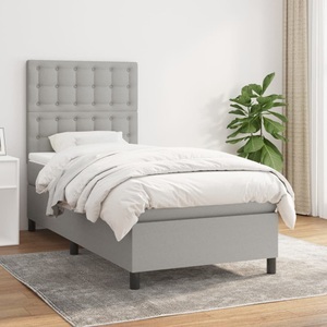 vidaXL, vidaXL Boxspringbett mit Matratze Hellgrau 80x200 cm Stoff